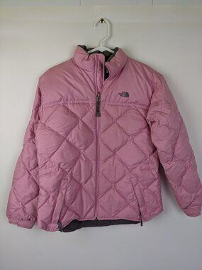 The North Face Pink Diamond Quilted Puffer Jacket Goose Down Girls Size L/XL